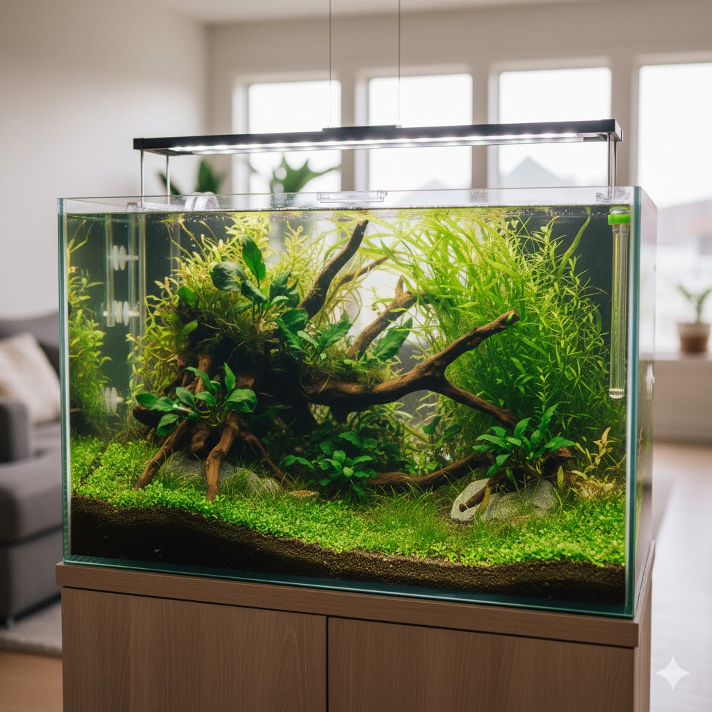 Want a beautiful planted aquarium with no CO2?  Pisces Fish And Coral